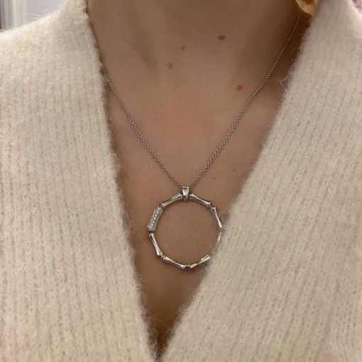 Bamboo Regular Halsband Vitguld