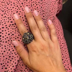 Blomst Ring Silver Oxid