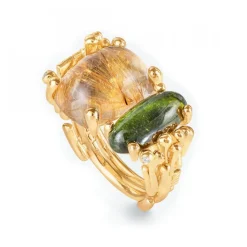 BoHo Ring Rutilkvarts & Grön Turmalin