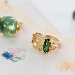 BoHo Ring Rutilkvarts & Grön Turmalin