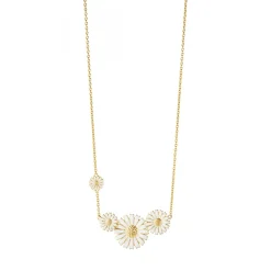 Daisy halsband i förgyllt silver med vit emalj – Georg Jensen