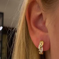 Flätade Creoler Guld Diamanter