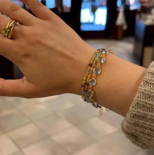 Förgyllt Armband Blå Topas