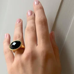 Paulina Vanity Ring Svart Obsidian